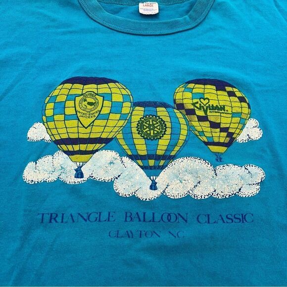 Vintage 80s Champion Triangle Balloon Classic Flight Support Crew T Shirt USA​ - Picture 4 of 4